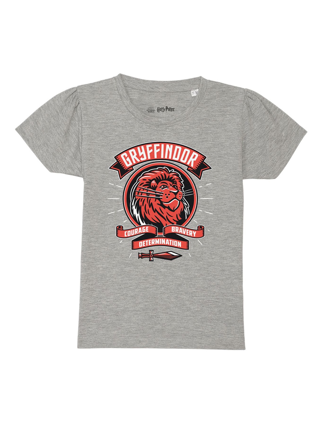 

Harry Potter by Wear Your Mind Girls Grey & Maroon Pure Cotton Printed T-shirt