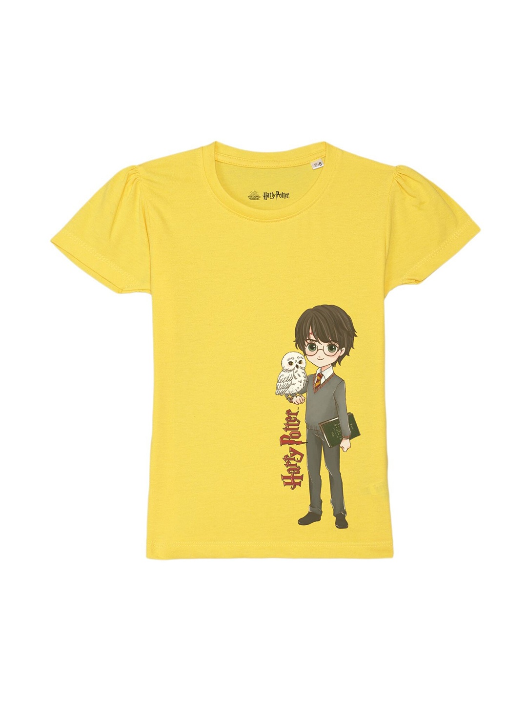 

Harry Potter by Wear Your Mind Girls Yellow Printed Puff Sleeves T-shirt