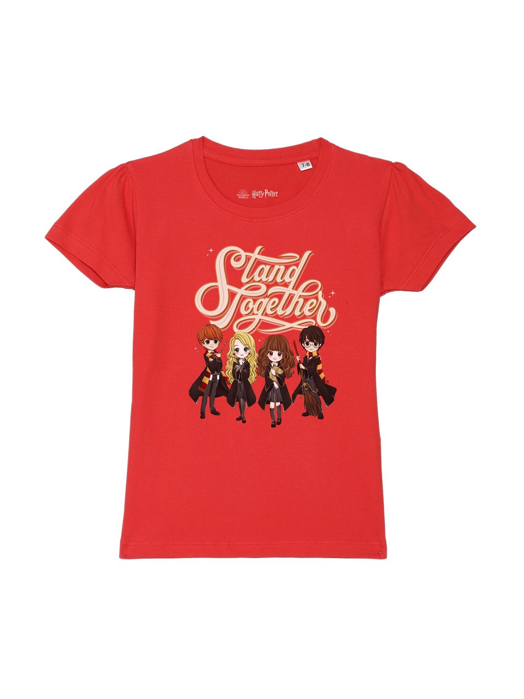 

Harry Potter by Wear Your Mind Girls Red Printed Pure Cotton T-shirt