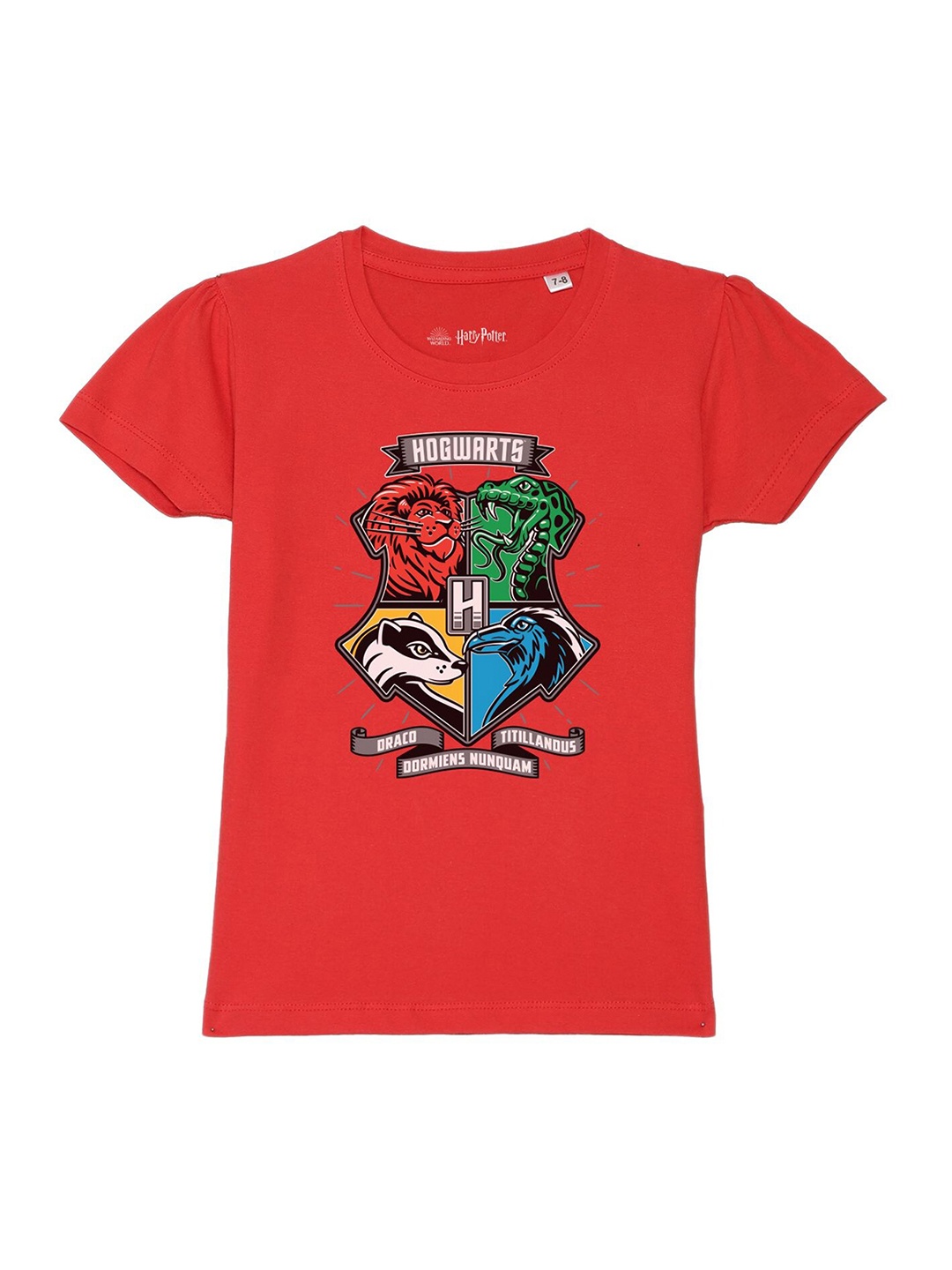 

Harry Potter by Wear Your Mind Girls Red & Green Printed Pure Cotton T-shirt