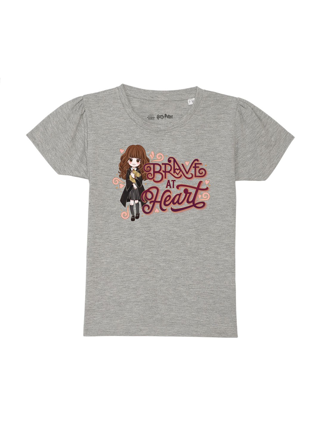 

Harry Potter by Wear Your Mind Girls Grey Graphic Printed Pure Cotton T-shirt