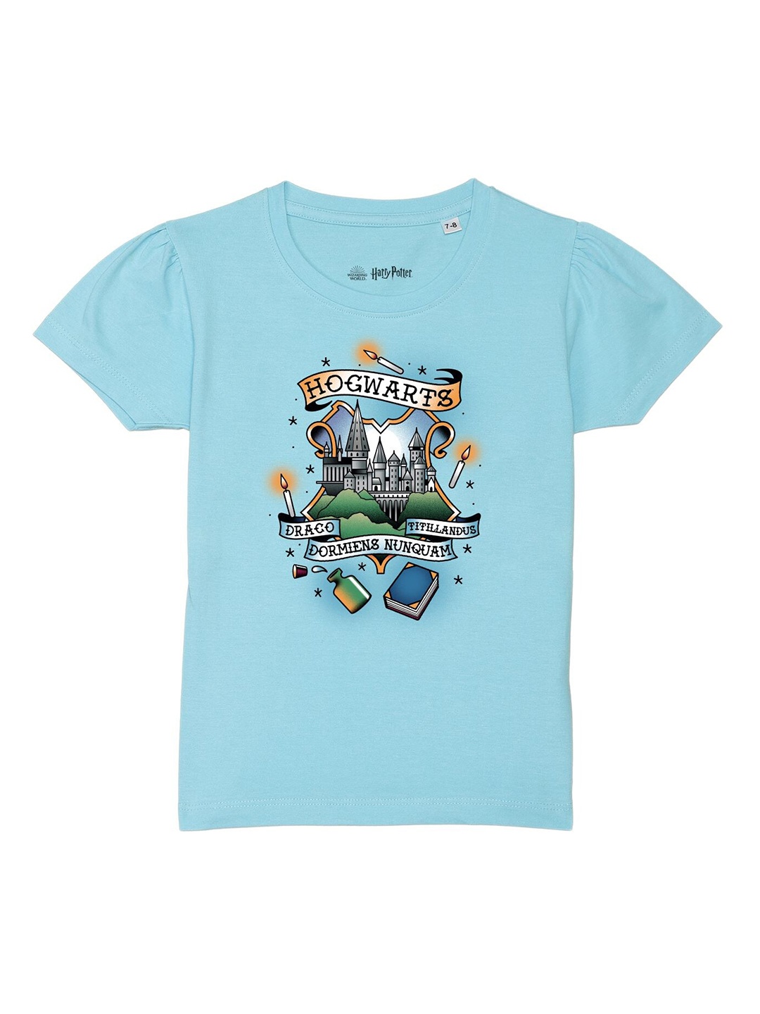 

Harry Potter by Wear Your Mind Girls Blue & Grey Printed Pure Cotton T-shirt