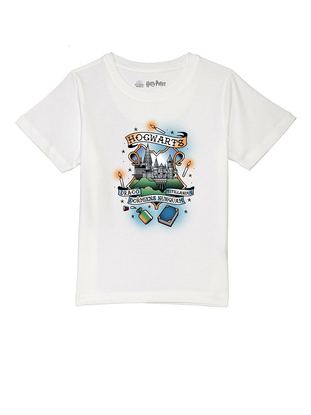 

Harry Potter by Wear Your Mind Boys White & Blue Typography Pure Cotton T-shirt