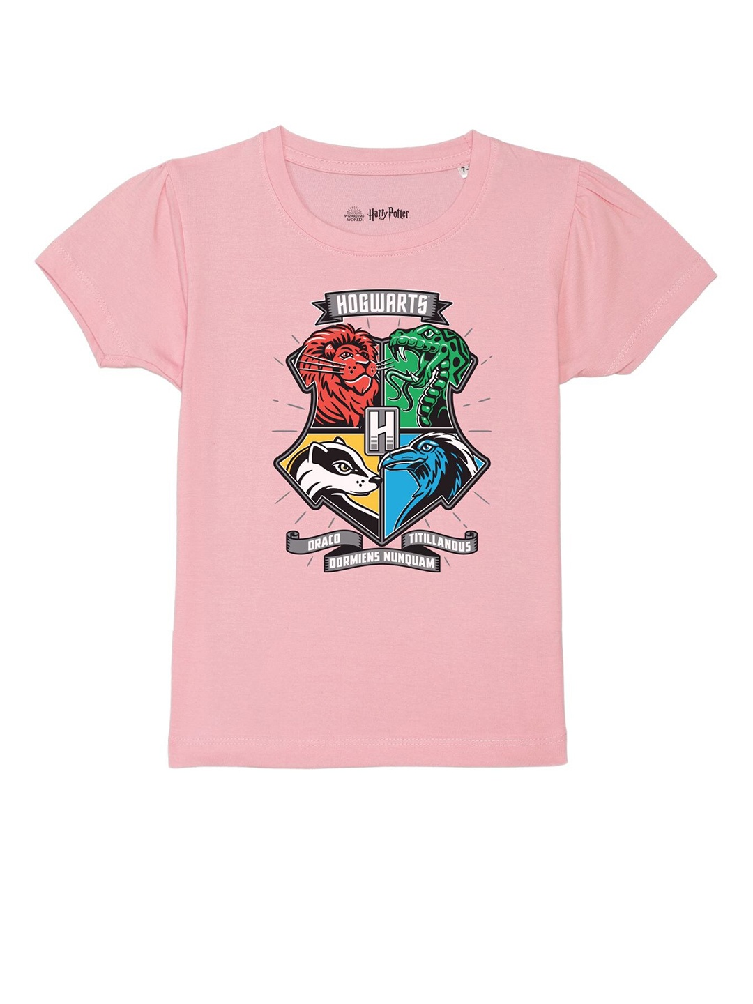 

Harry Potter by Wear Your Mind Girls Pink Harry Potter Printed Pure Cotton T-shirt