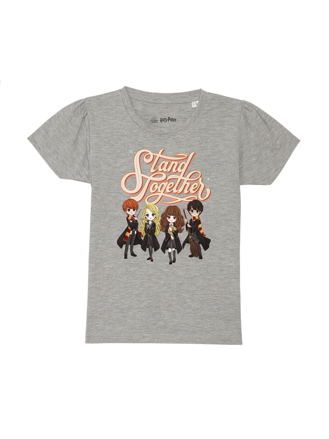 

Harry Potter by Wear Your Mind Girls Grey Printed Pure Cotton T-shirt