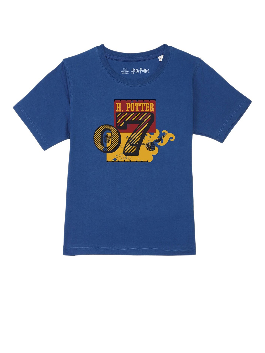 

Harry Potter by Wear Your Mind Boys Blue & Yellow Typography Printed Pure Cotton T-shirt