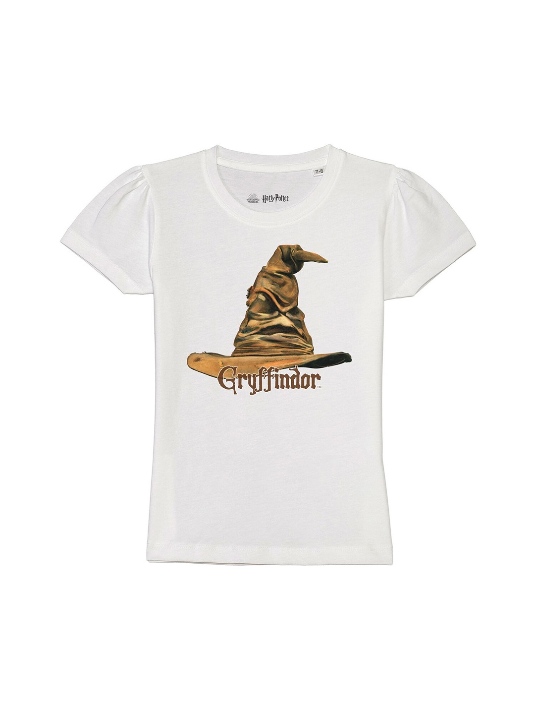 

Harry Potter by Wear Your Mind Girls White & Brown Pure Cotton Printed T-shirt