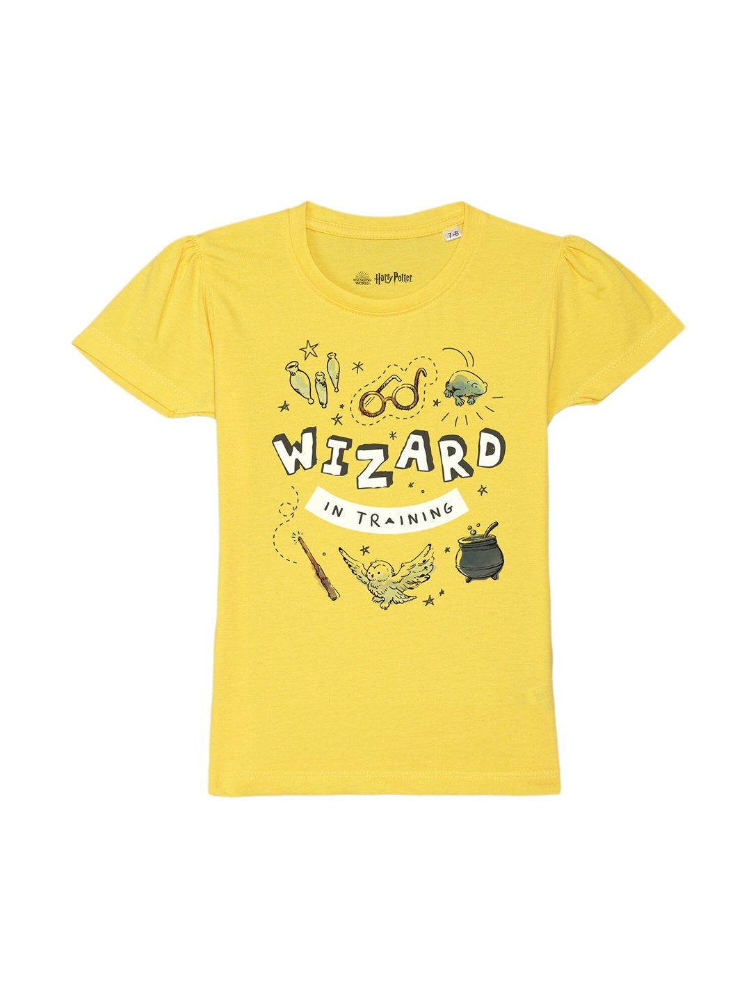 

Harry Potter by Wear Your Mind Girls Yellow Printed Pure Cotton T-shirt