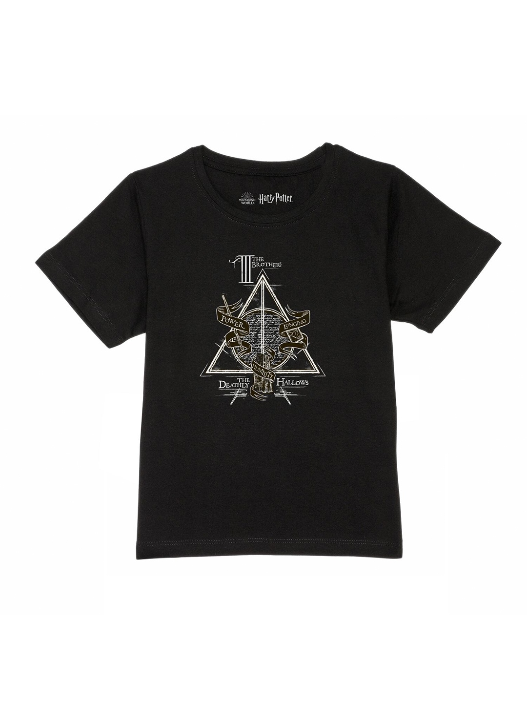 

Harry Potter by Wear Your Mind Boys Black Typography Printed Pure Cotton T-shirt