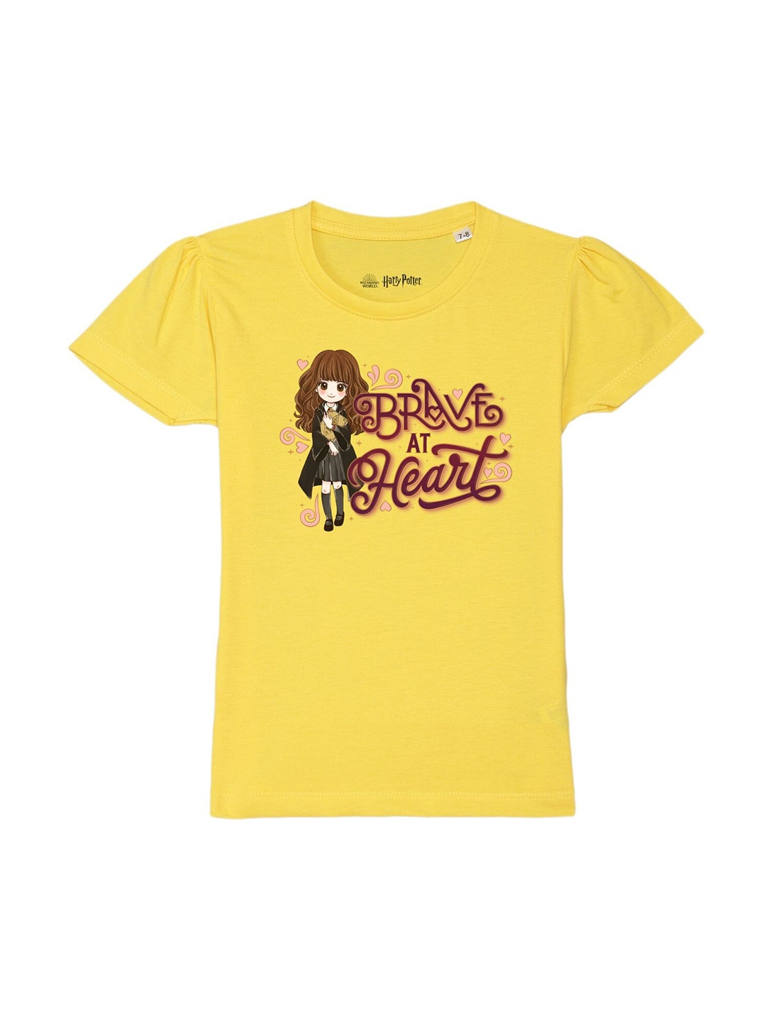 

Harry Potter by Wear Your Mind Girls Yellow Printed Cotton T-shirt