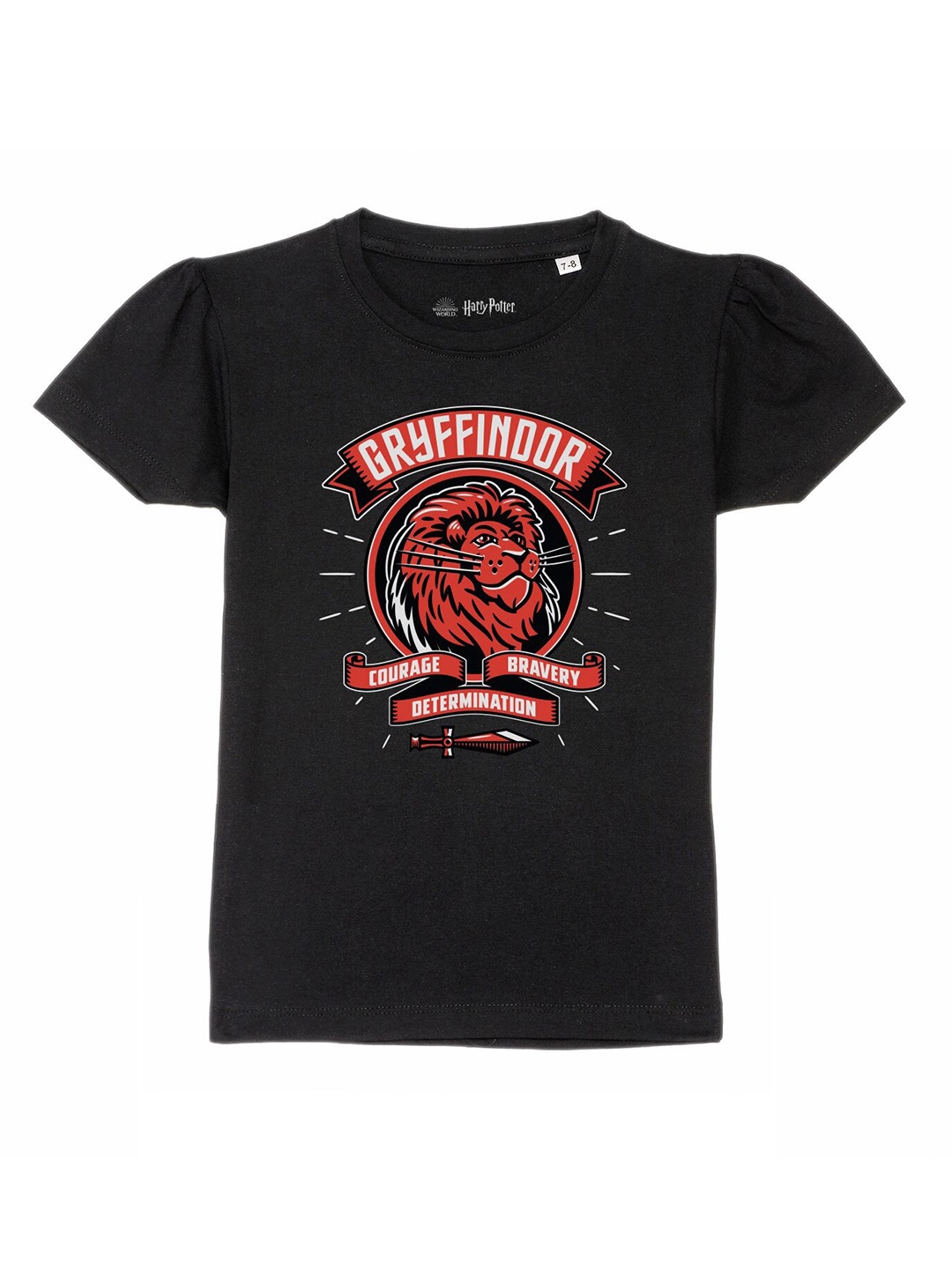 

Harry Potter by Wear Your Mind Girls Black & Maroon Pure Cotton Printed T-shirt