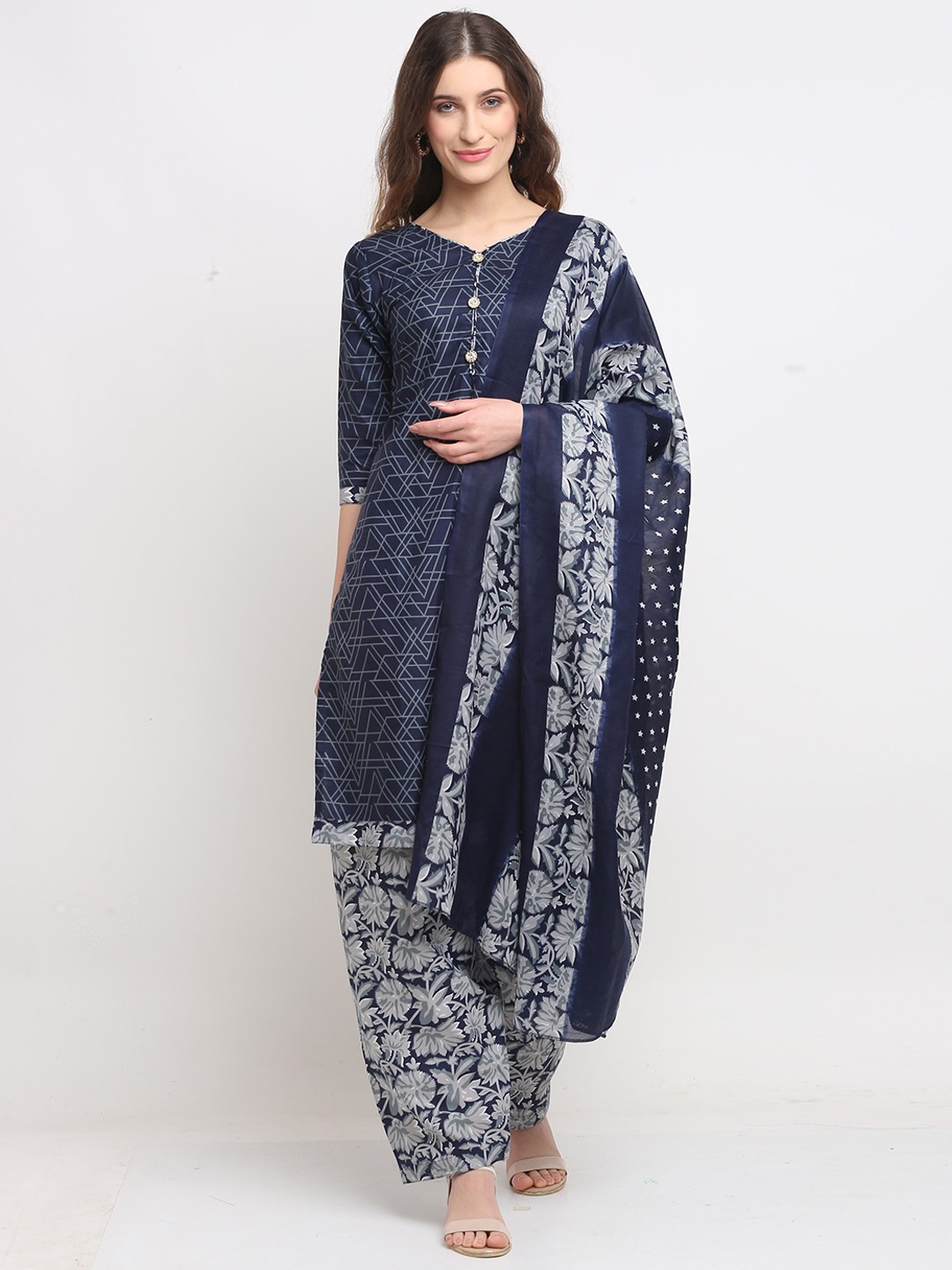 

Rajnandini Women Blue Ethnic Motifs Kurta with Salwar & Dupatta