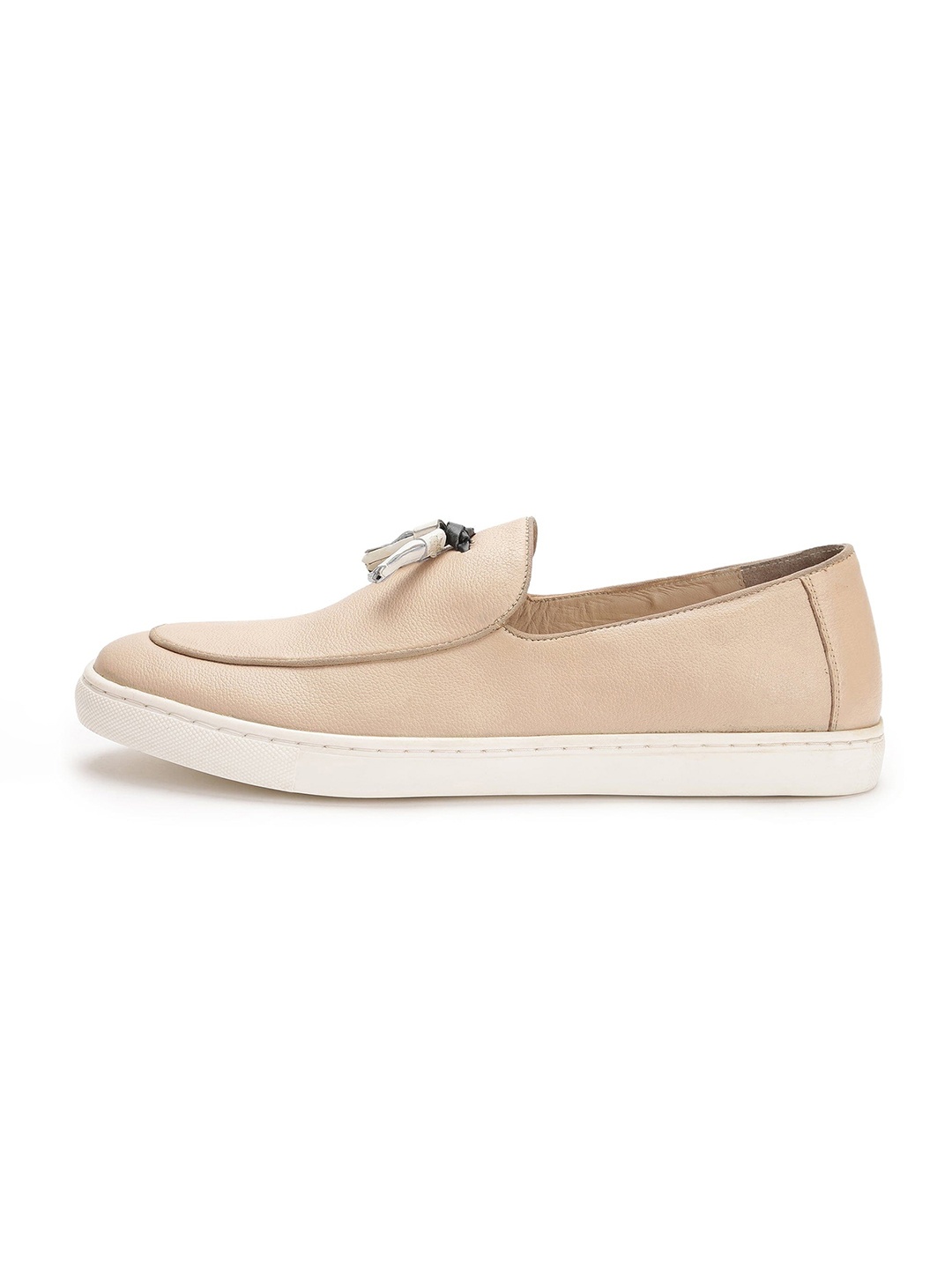 

RARE RABBIT Men Beige Leather Slip-On Sneakers