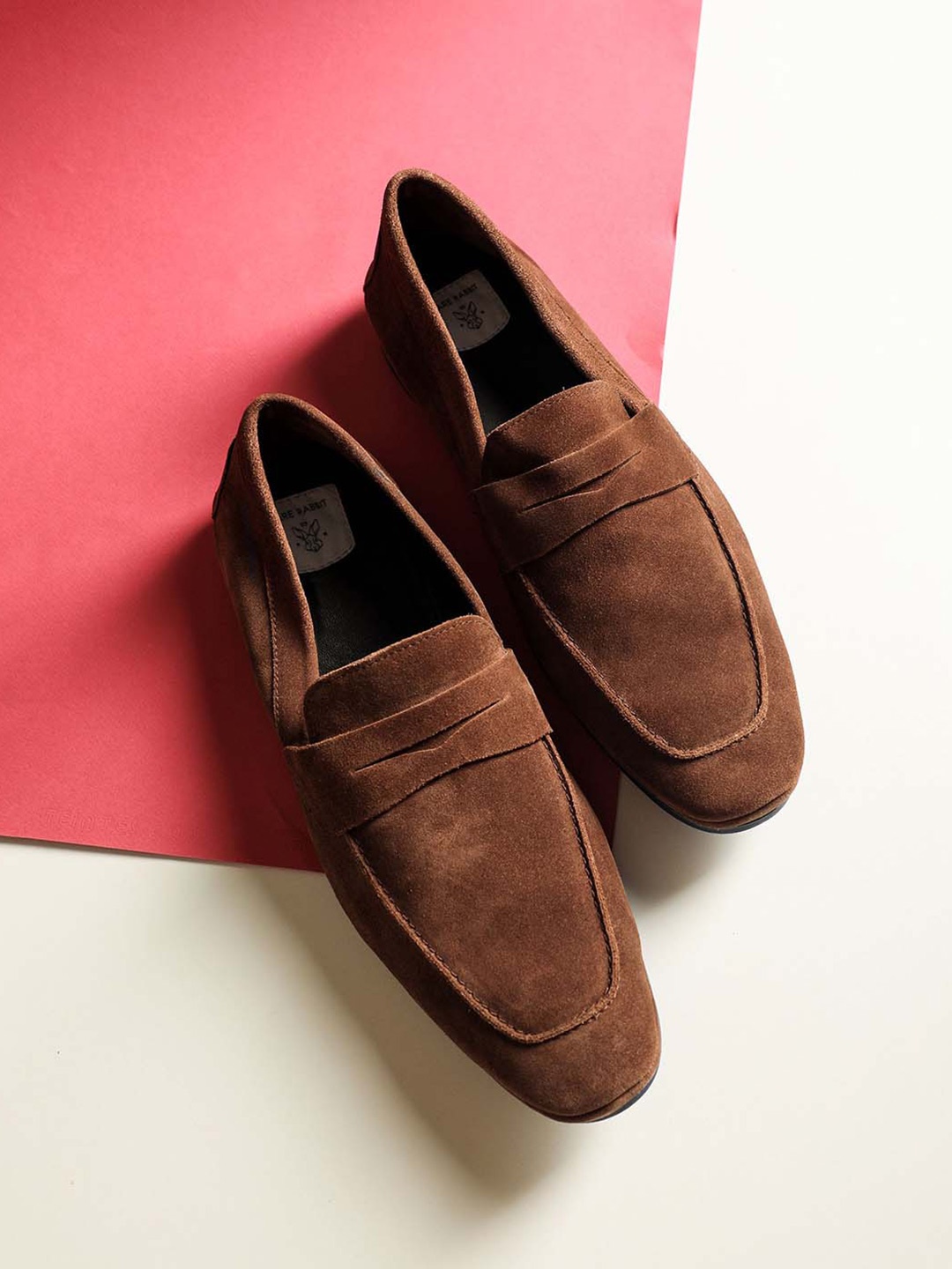 

RARE RABBIT Men Hare Textured Suede Loafers, Brown