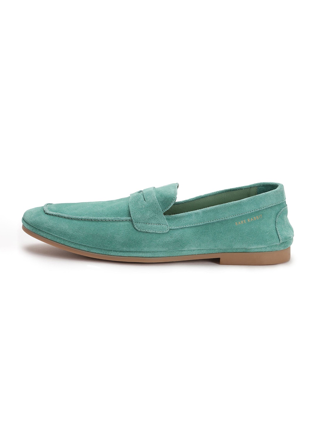 

RARE RABBIT Men Sea Green Suede Loafers