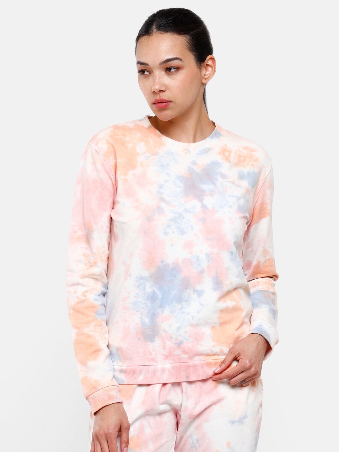 

De Moza Women Peach-Coloured Printed Sweatshirt