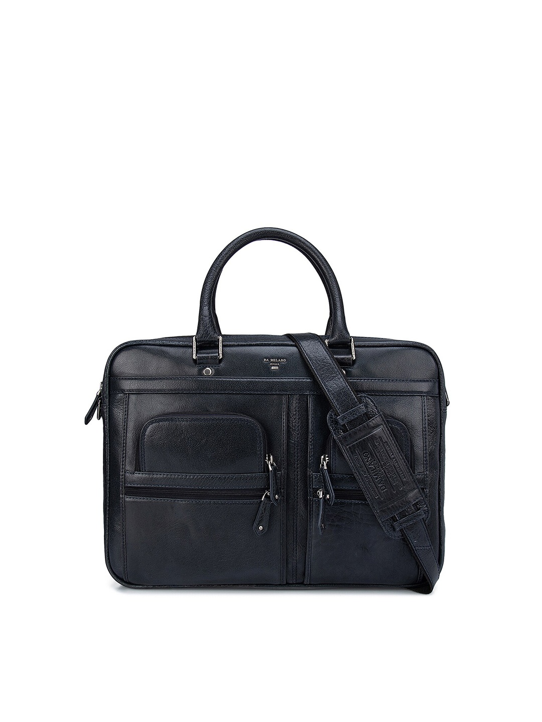 

Da Milano Unisex Blue Textured Leather Laptop Bag