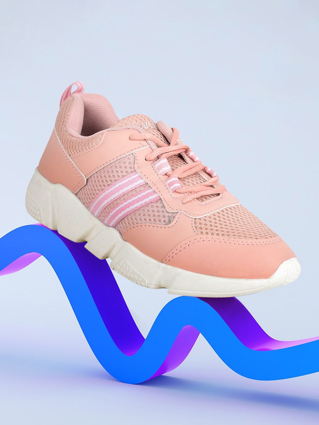 

Liberty Women Peach-Coloured Mesh Running Non-Marking Shoes