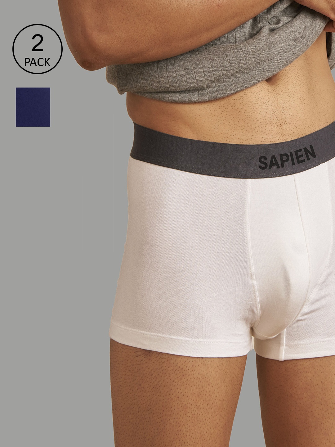 

Man Matters Pack of 2 White & Blue Trunk with Anti Microbial & Micro Modal Finish