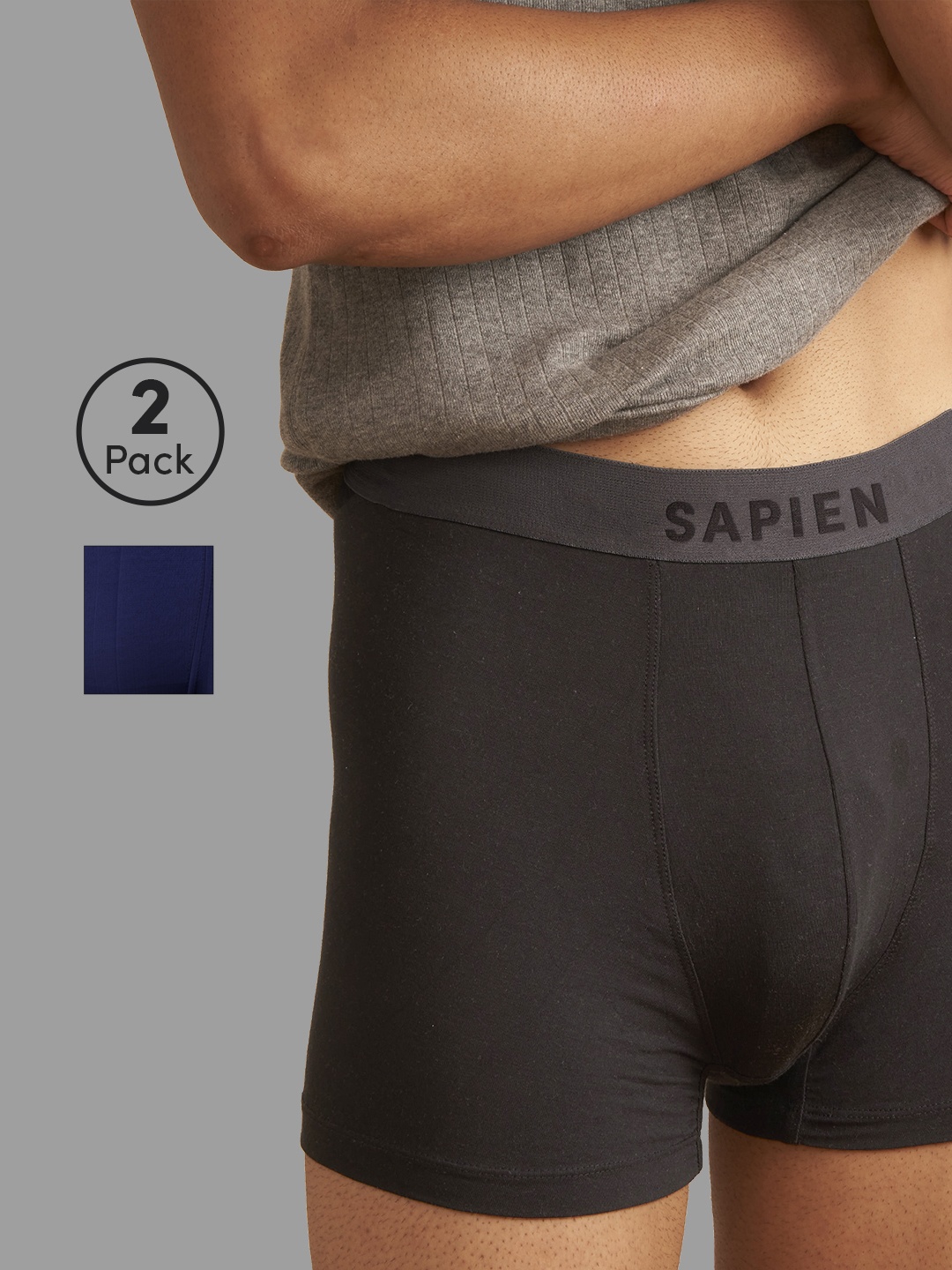 

Man Matters Pack of 2 Grey & Blue Trunk with Anti Microbial and Micro Modal Finish