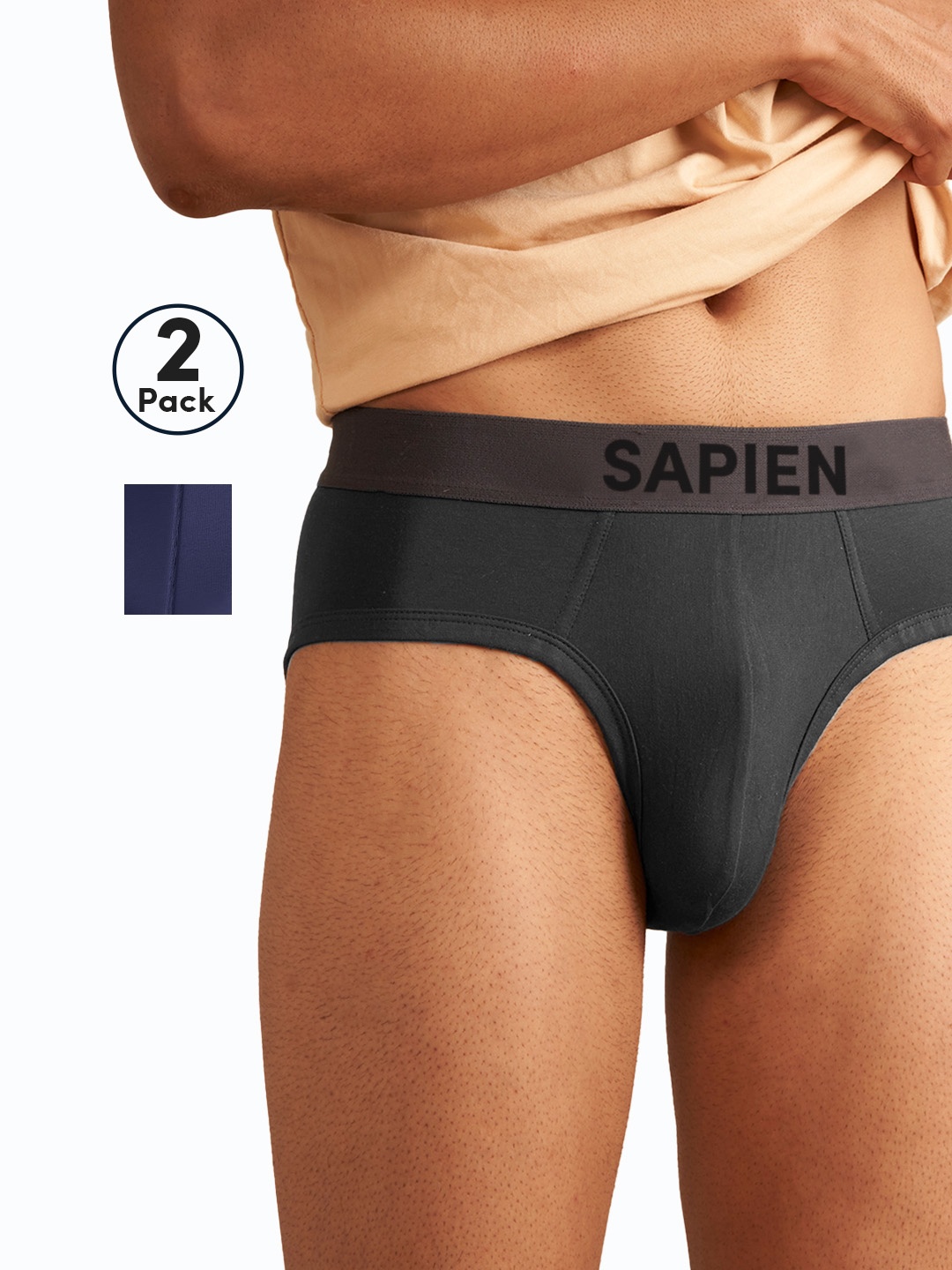 

Man Matters Pack of 2 Solid Briefs with Anti Microbial and Micro Modal Finish, Grey