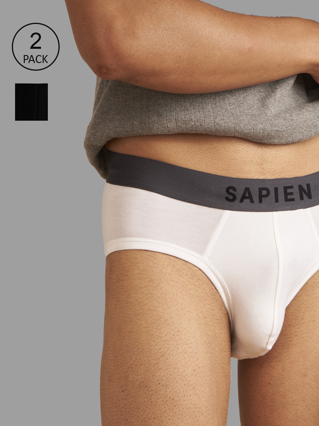 

Man Matters Pack of 2 Solid Briefs with Anti Microbial and Micro Modal Finish, White