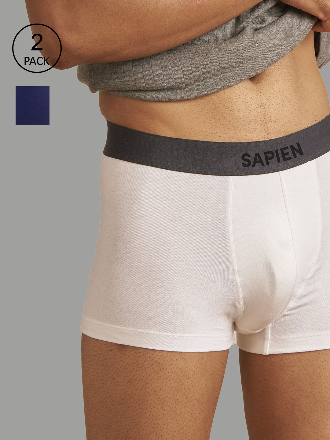 

Man Matters Pack of 2 White & Blue Trunk with Anti Microbial and Micro Modal Finish