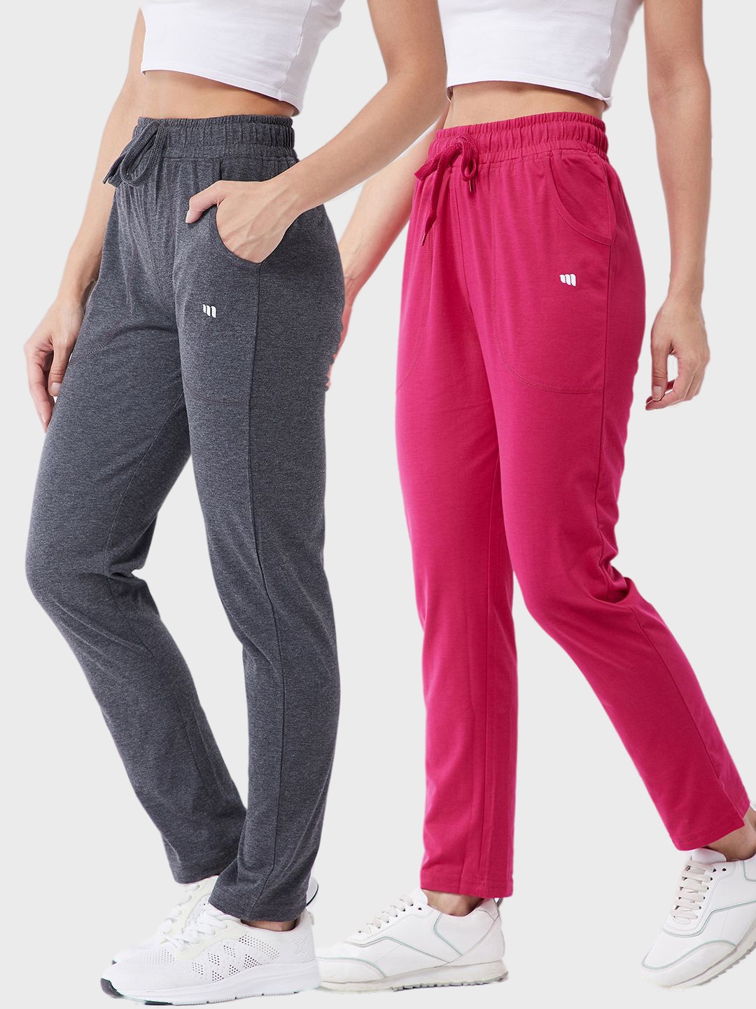 

Modeve Women Pack Of 2 Solid Track Pants, Grey