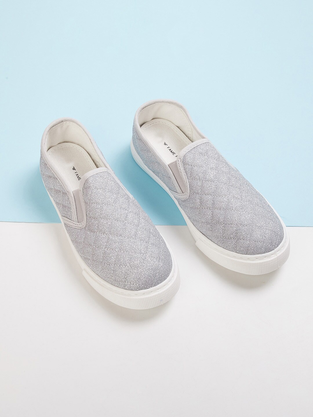 

Fame Forever by Lifestyle Girls Grey Woven Design PU Slip-On Sneakers