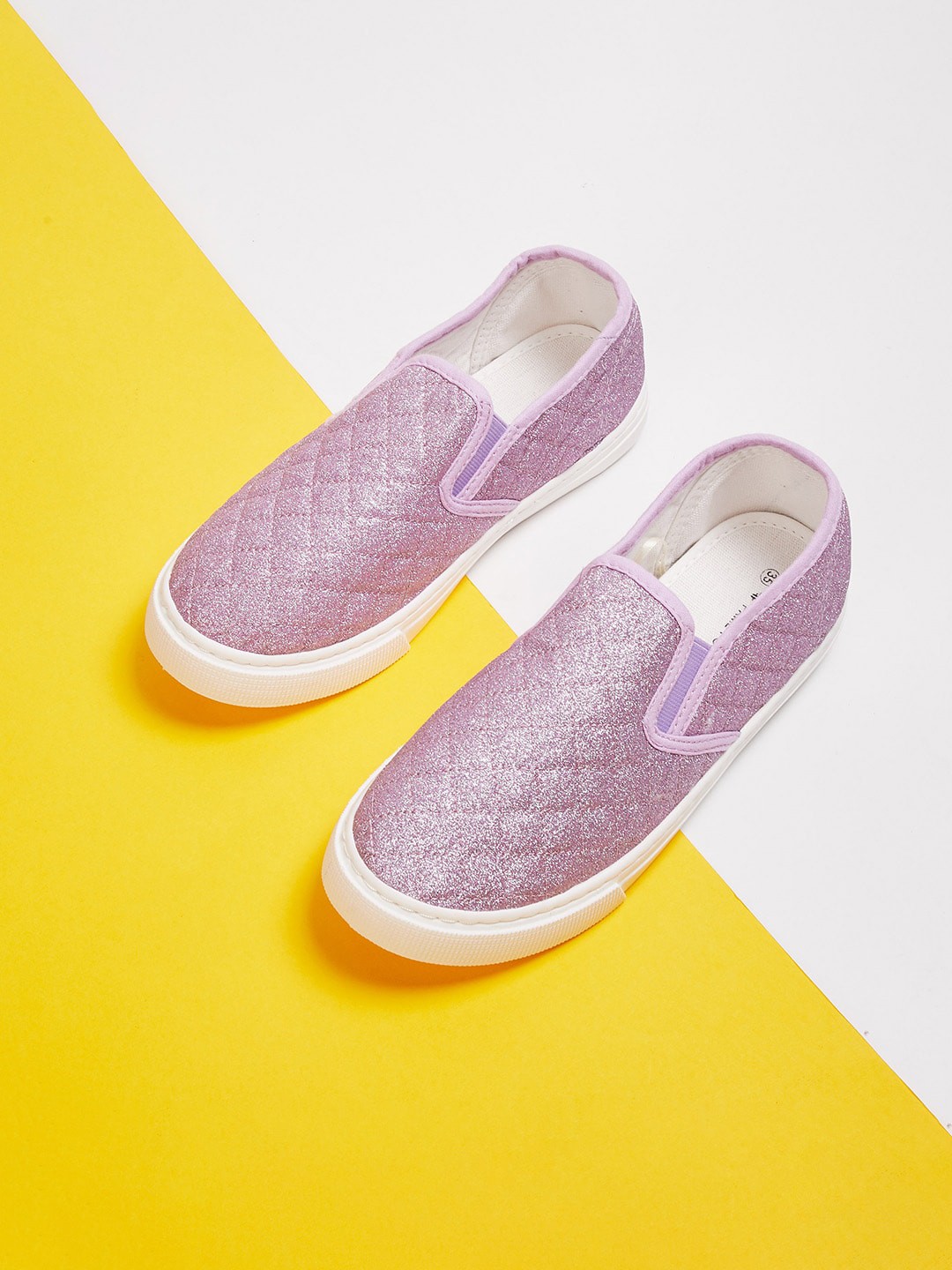 

Fame Forever by Lifestyle Girls Purple Woven Design PU Slip-On Sneakers
