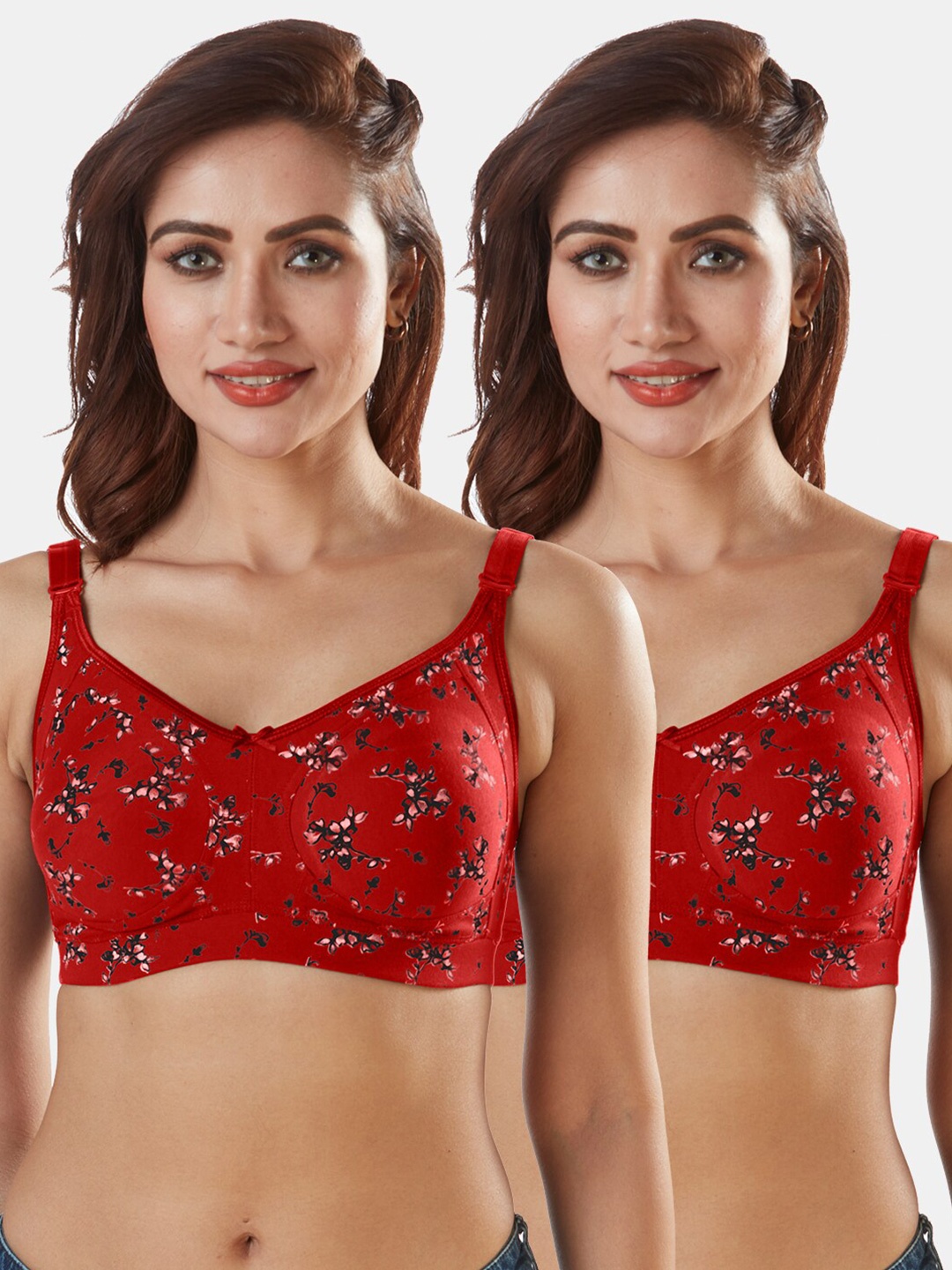 

Sonari Red & Black Floral Non-padded Supper Support Bra