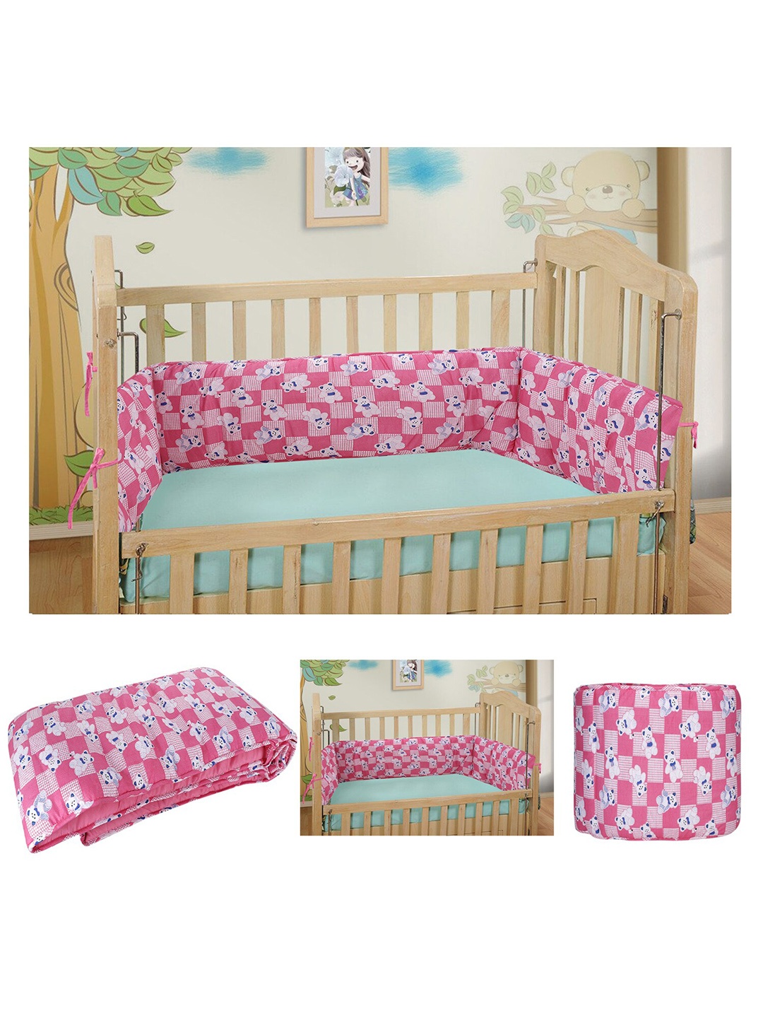 

DearJoy Kids Pink Printed Baby Bedding Bumper