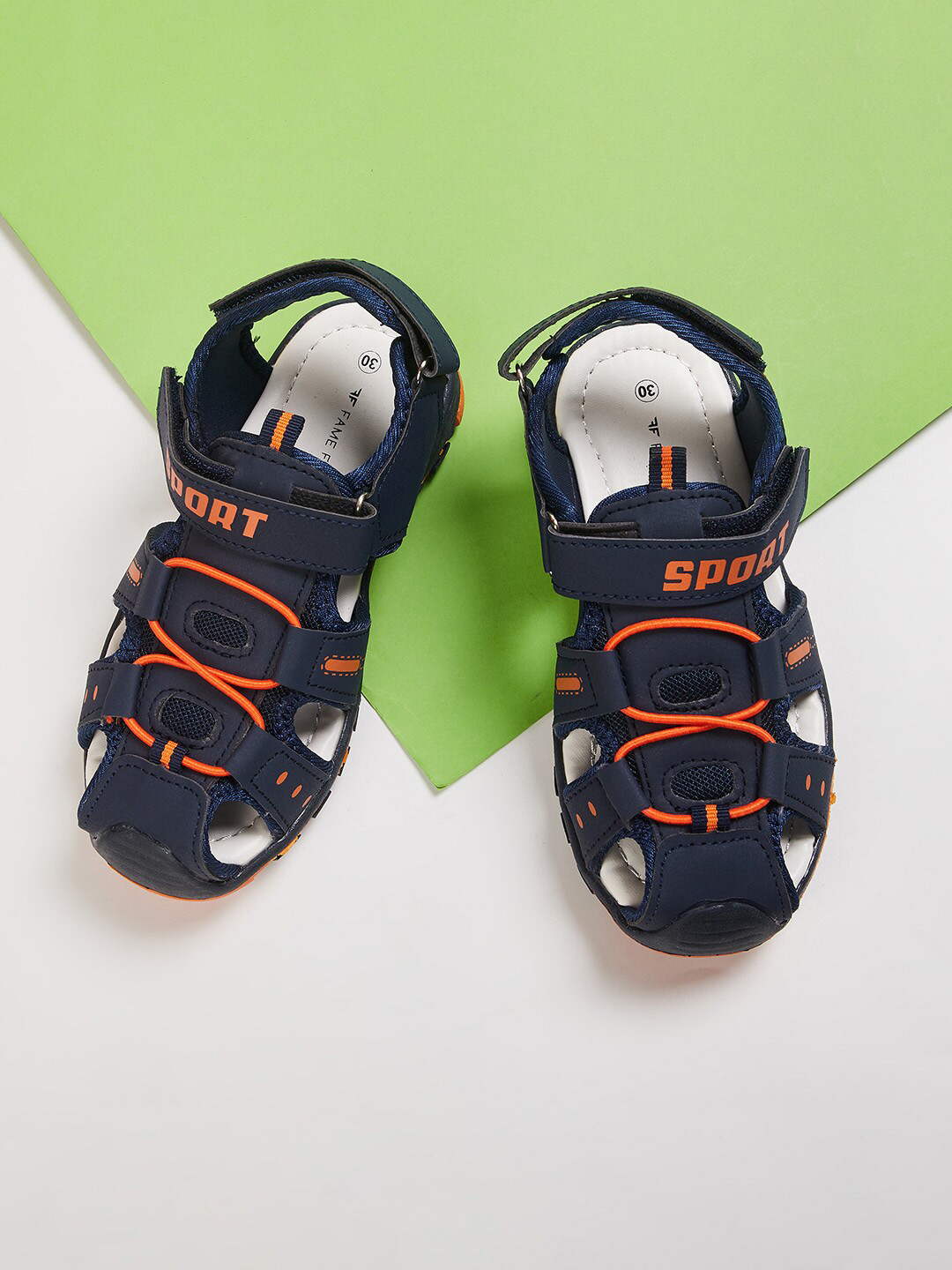 

Fame Forever by Lifestyle Boys Navy Blue & Orange PU Comfort Sandals