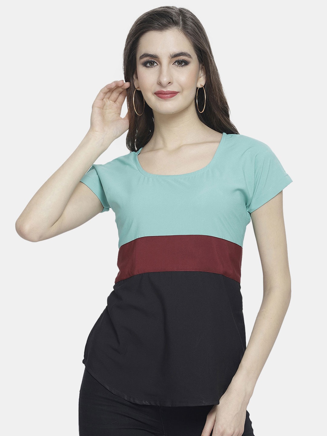 

Sayesha Black Colourblocked Crepe Top