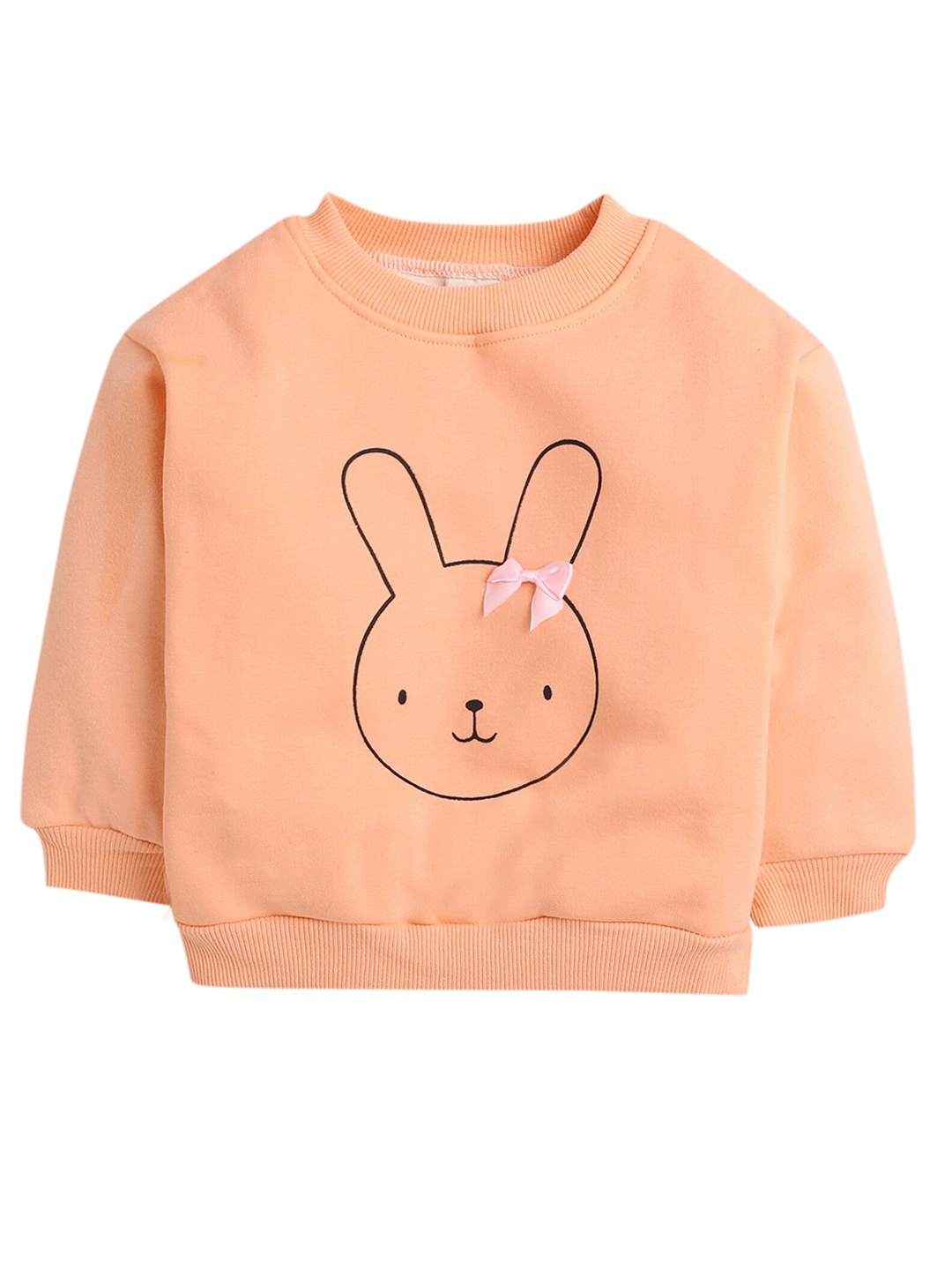 

Hopscotch Girls Orange Printed Sweatshirt