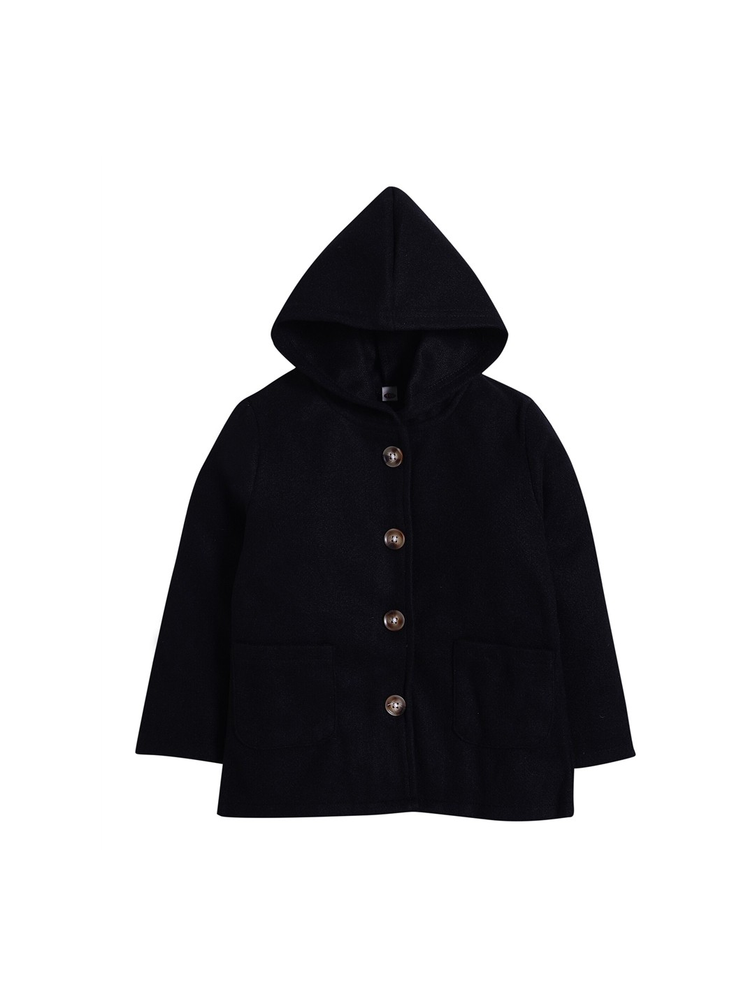 

Hopscotch Girls Black Solid Pure Cotton Over Coat