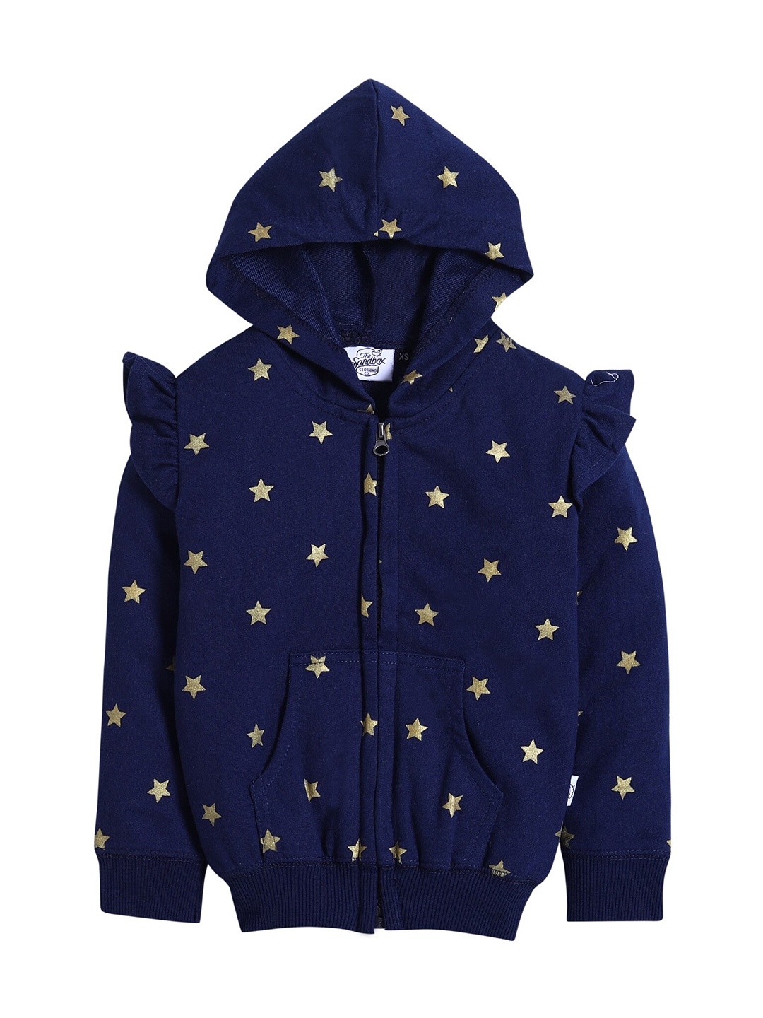 

Hopscotch Girls Blue Printed Hooded Sweatshirt