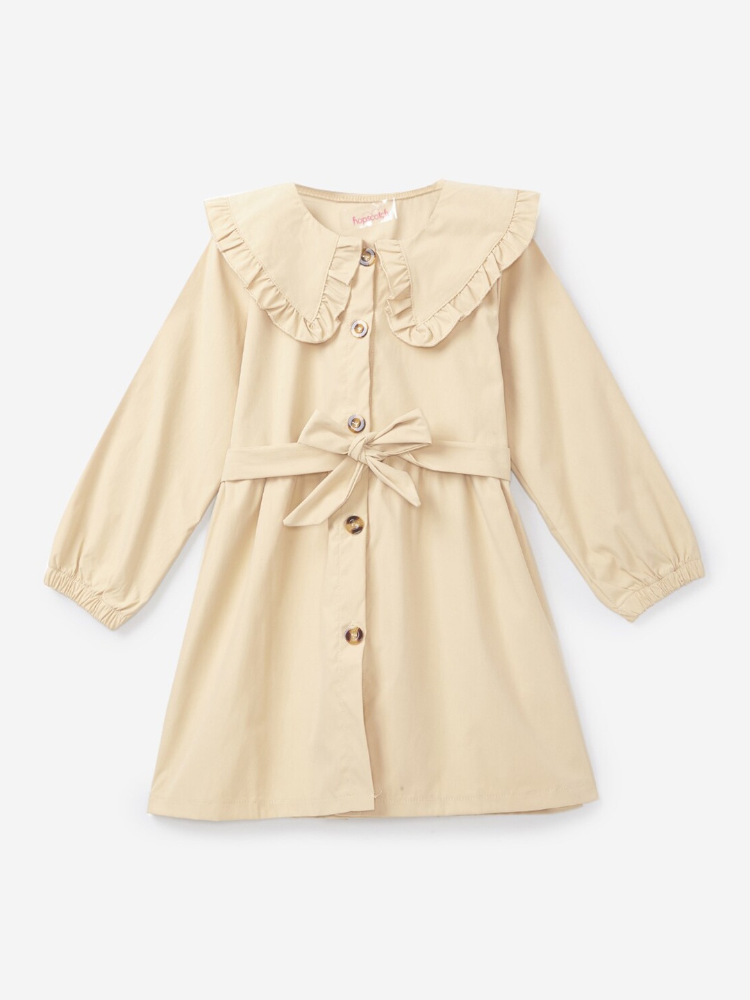 

Hopscotch Girls Beige Solid Over Coat