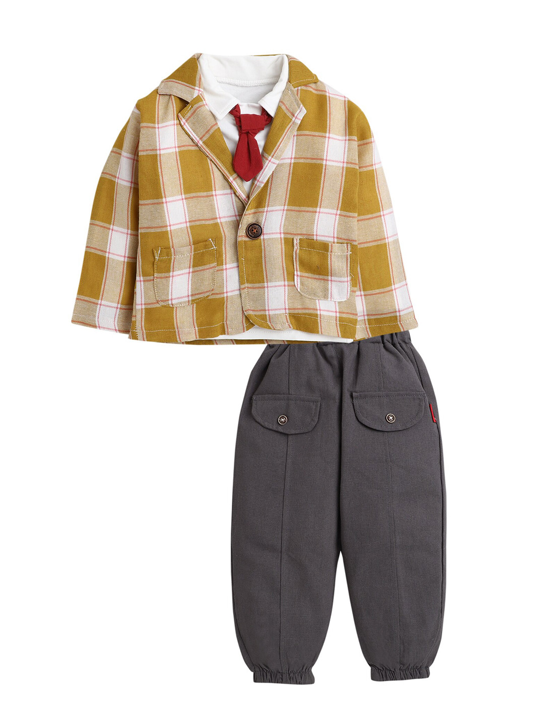 

Hopscotch Boys Yellow & White Checked Suit
