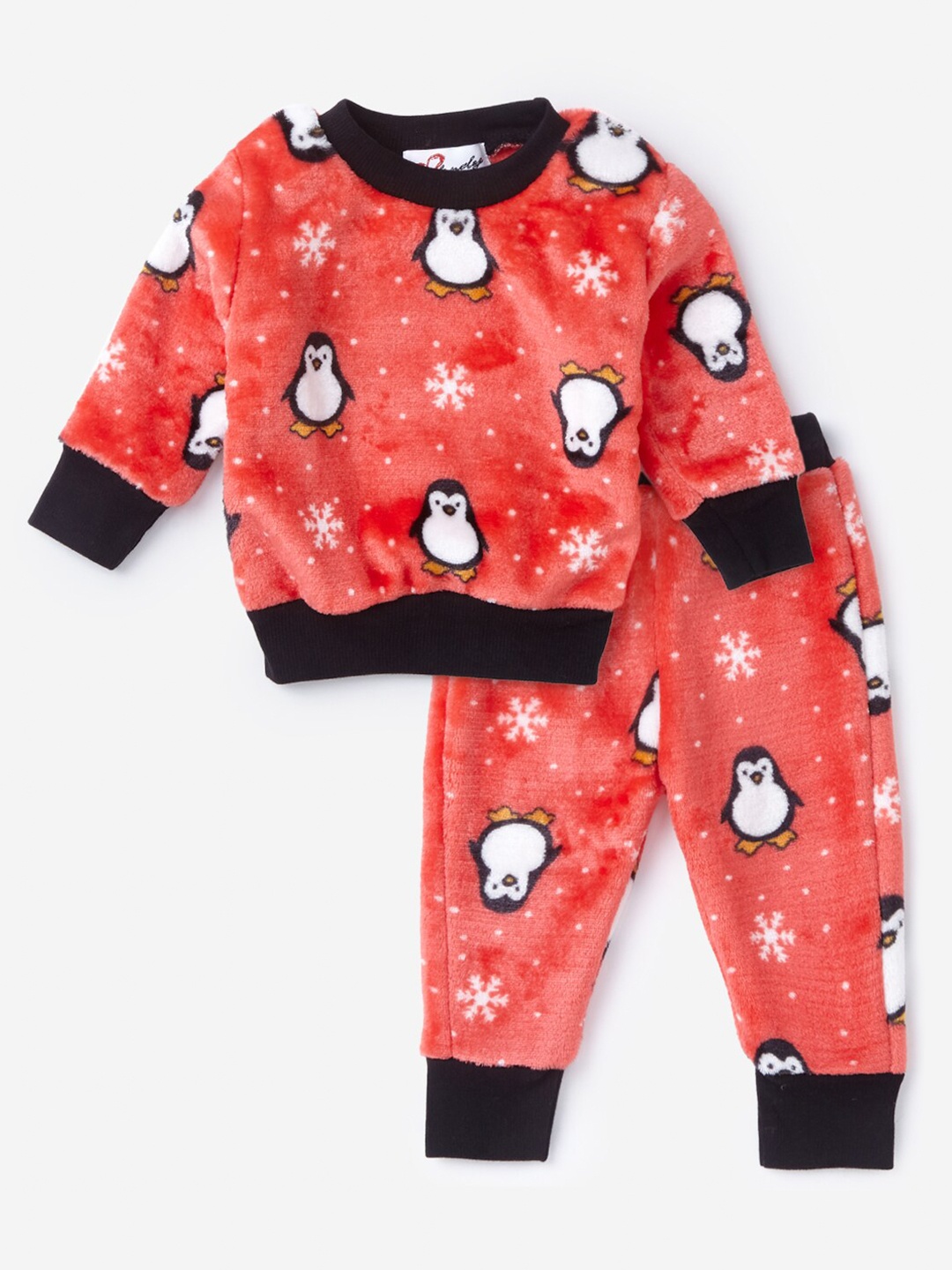 

Hopscotch Girls Red & Black Printed Sweatshirt with Joggers