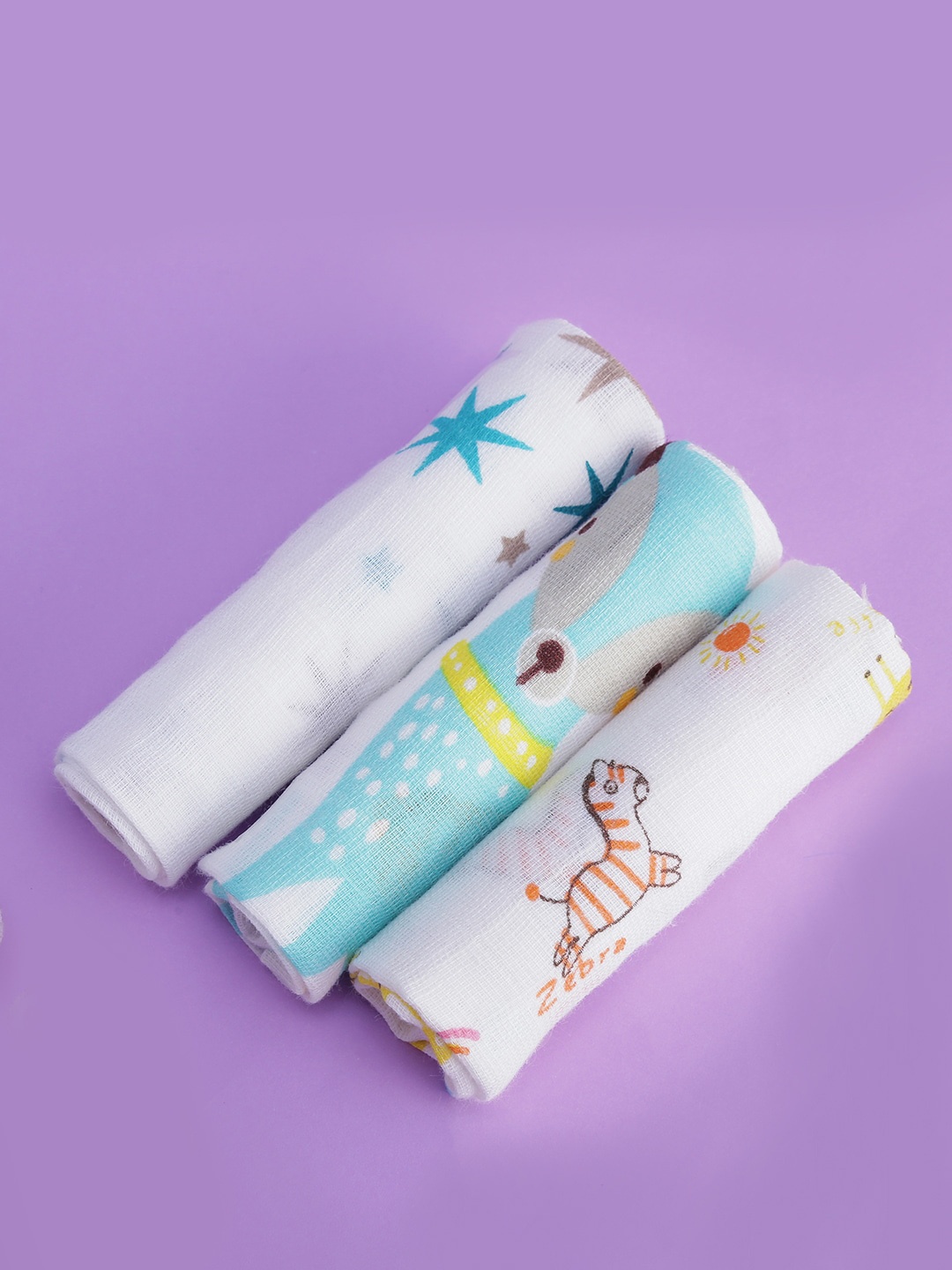 

POKORY Unisex Kids White Set of 3 Cotton Face Napkins
