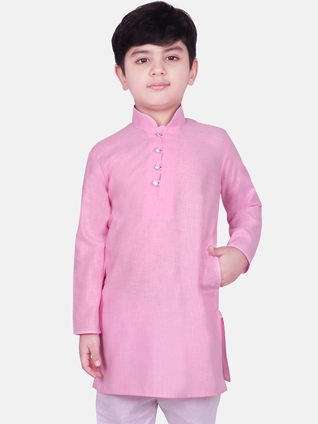 

SG YUVRAJ Boys Pink Cotton Kurta