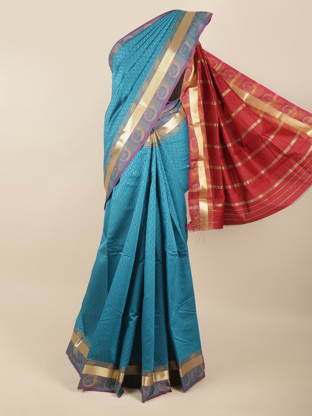 

Pothys Women Blue & Red Woven Design Zari Art Silk Saree