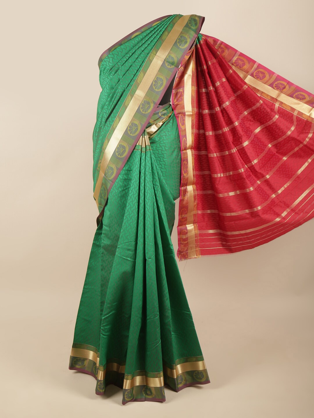 

Pothys Green & Red Woven Design Art Silk Saree