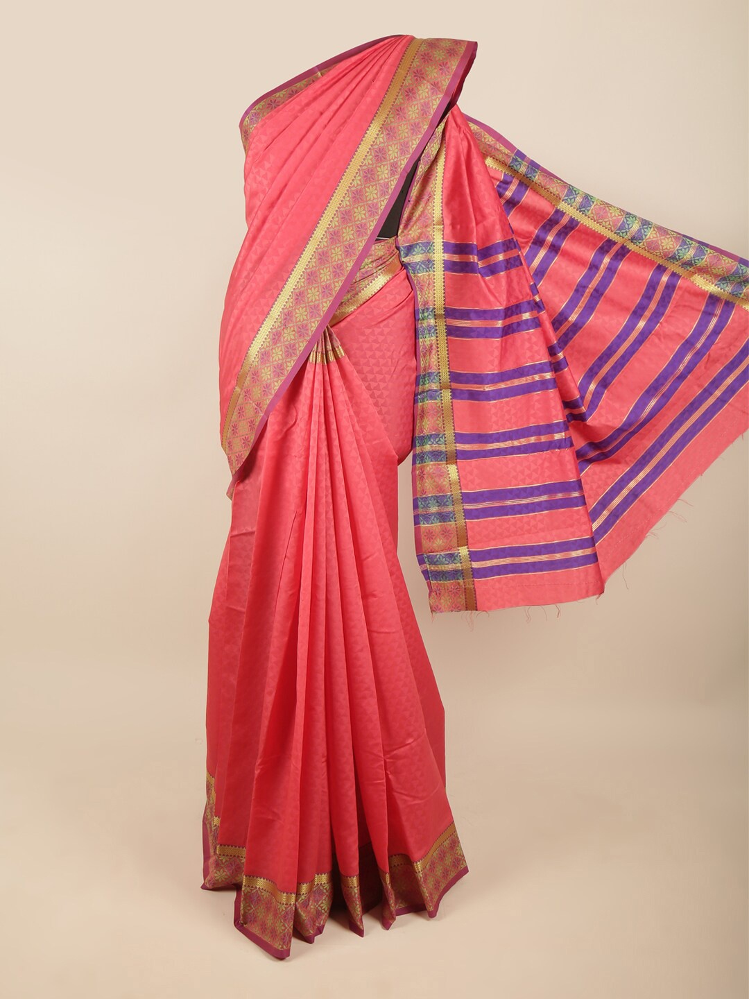 

Pothys Pink & Blue Woven Design Zari Art Silk Saree