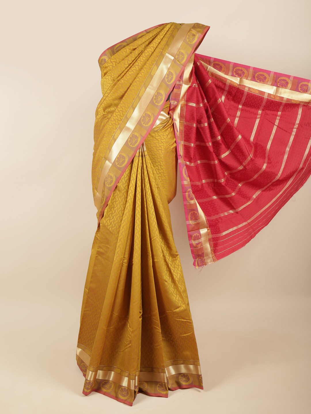 

Pothys Mustard & Red Woven Design Art Silk Saree