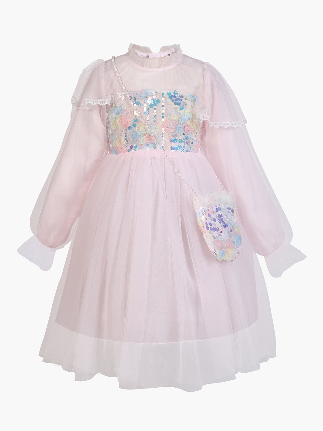 

Hopscotch Girls Pink Embellished Fit & Flare Dress