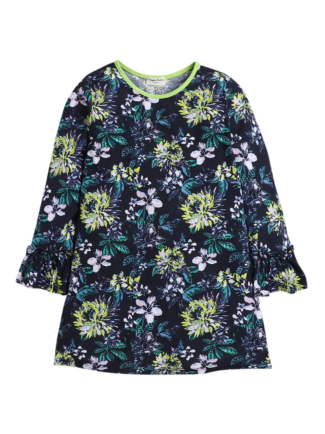 

Hopscotch Blue & Green Floral Printed A-Line Dress