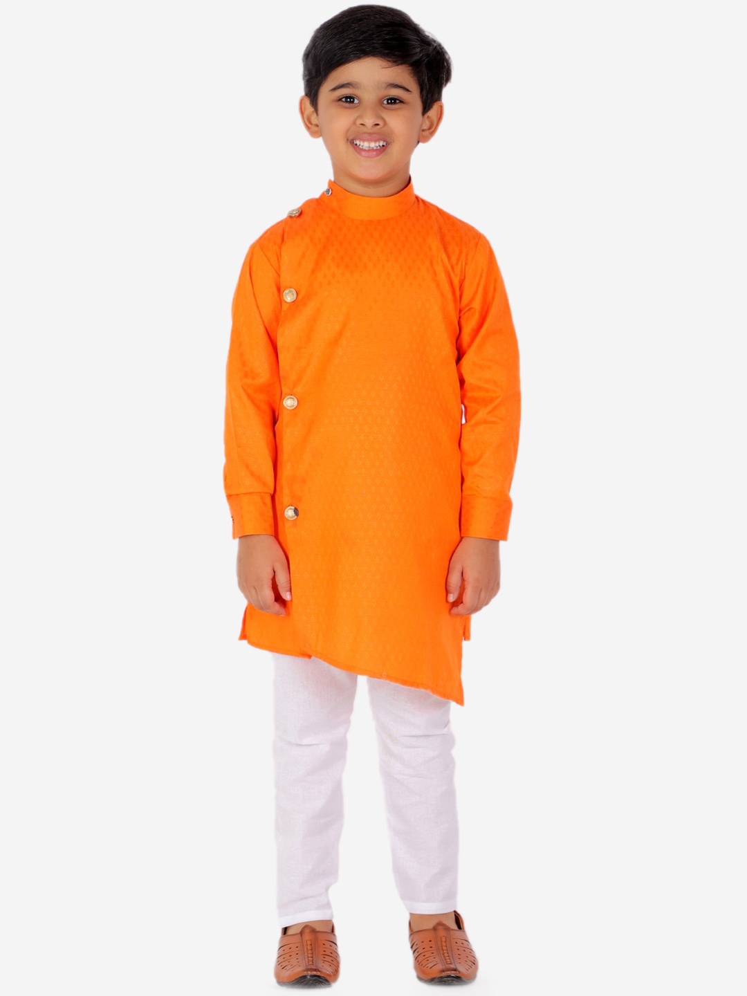 

Pro-Ethic STYLE DEVELOPER Boys Orange Angrakha Kurta with Pyjamas