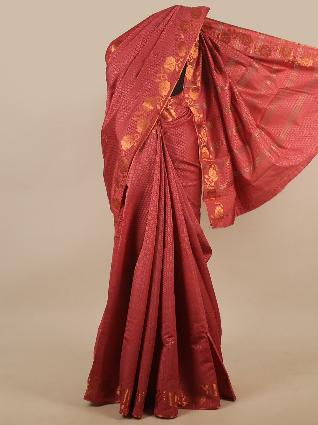 

Pothys Mauve & Gold-Toned Woven Design Zari Art Silk Saree